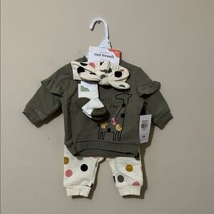 3M Girls Outfit Set - Green and Multicolor